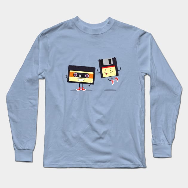 Floppy disk and cassette tape Long Sleeve T-Shirt by hyperactive